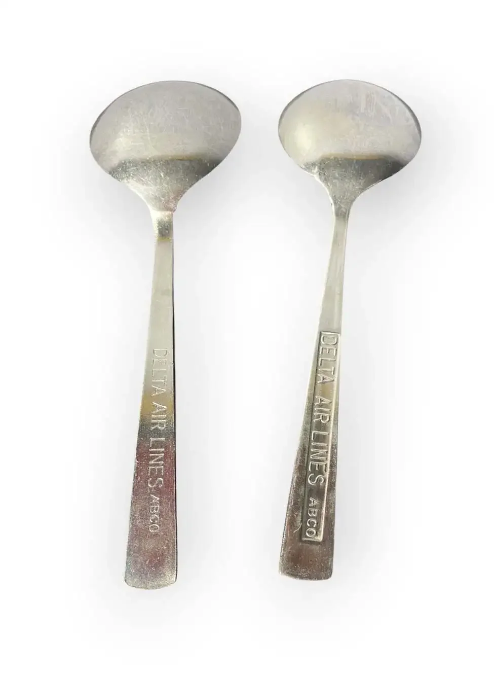 Set of 7 Vintage Delta Air Lines ABCO Stainless Steel Bouillon Spoons
